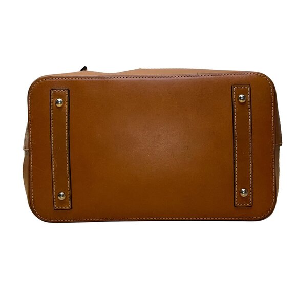 Dooney & Bourke Womens Tan Leather Hobo Bag Woven Pattern & Front Zip Pocket - Picture 6 of 9